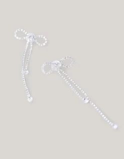 Shoeby Strass Strik Oorbellen Zilver<DAMES Sieraden