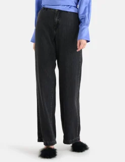 Shoeby Strass Wide Leg Jeans Donkergrijs L32 By Mieke<DAMES Jeans