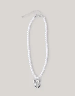 Shoeby Strik Parel Ketting Zilver< Sieraden