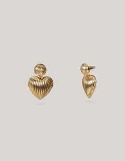 Shoeby Striped Heart Oorbellen Goud<DAMES Sieraden