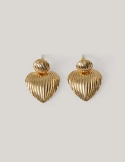 Shoeby Striped Heart Oorbellen Goud<DAMES Sieraden