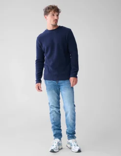 Shoeby Structuur Jersey Longsleeve Donkerblauw<Heren T-Shirts En Polo's