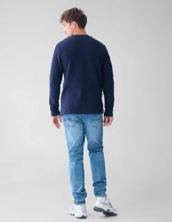 Shoeby Structuur Jersey Longsleeve Donkerblauw<Heren T-Shirts En Polo's