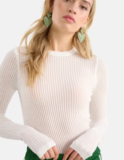 Shoeby Structuur Longsleeve Gebroken Wit By Monica<DAMES Tops