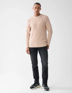 Shoeby Structuur Longsleeve Zand<Heren T-Shirts En Polo's
