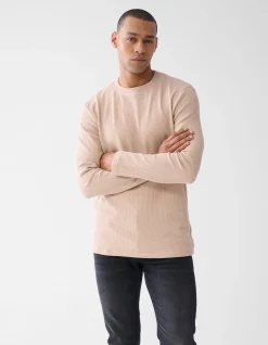 Shoeby Structuur Longsleeve Zand<Heren T-Shirts En Polo's