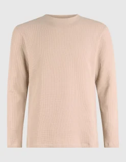 Shoeby Structuur Longsleeve Zand<Heren T-Shirts En Polo's