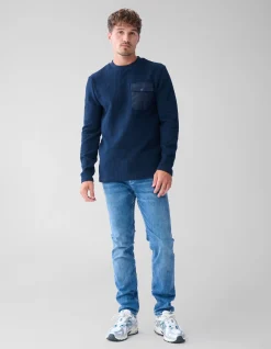Shoeby Structuur Pocket Trui Donkerblauw<Heren Truien En Sweaters