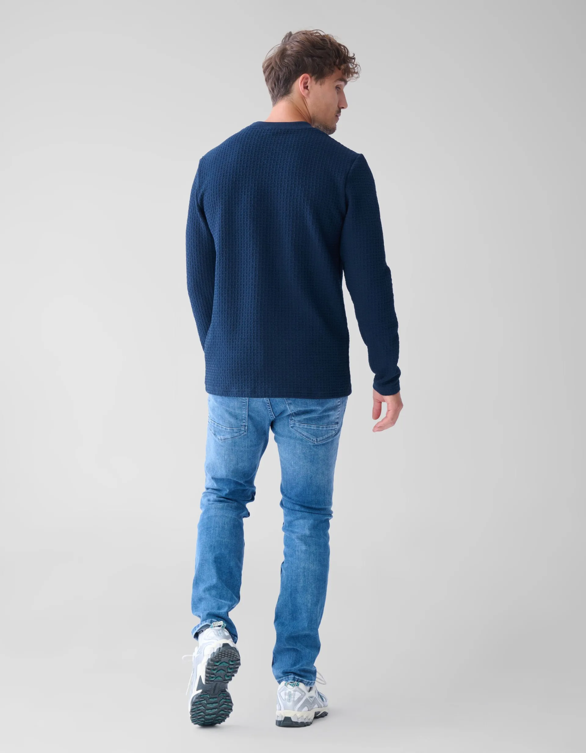 Shoeby Structuur Pocket Trui Donkerblauw<Heren Truien En Sweaters