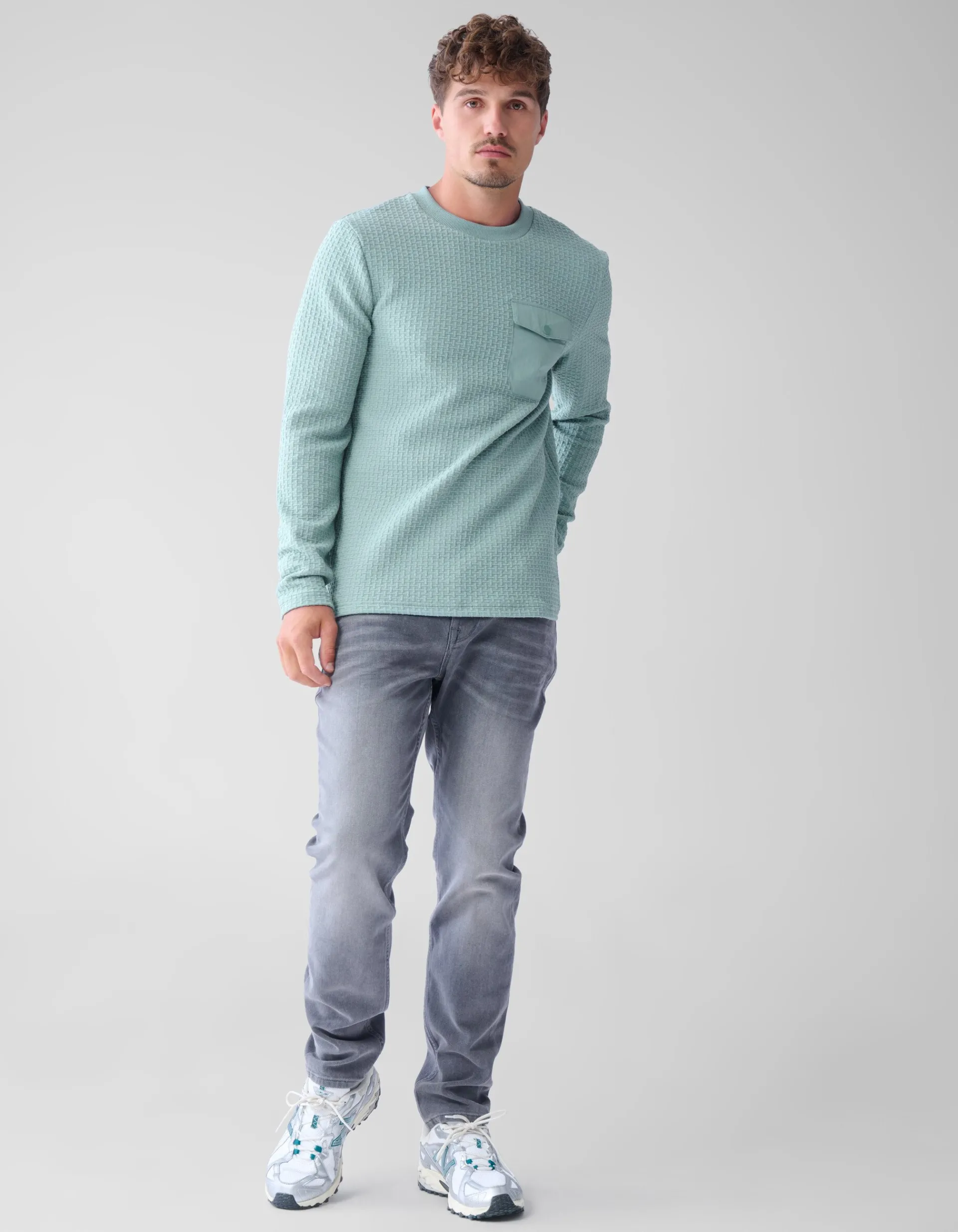 Shoeby Structuur Pocket Trui Lichtblauw<Heren Truien En Sweaters