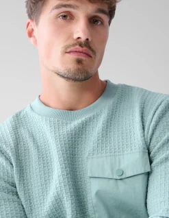 Shoeby Structuur Pocket Trui Lichtblauw<Heren Truien En Sweaters