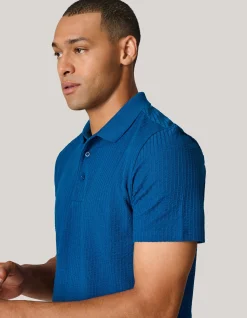 Shoeby Structuur Polo Blauw<Heren T-Shirts En Polo's