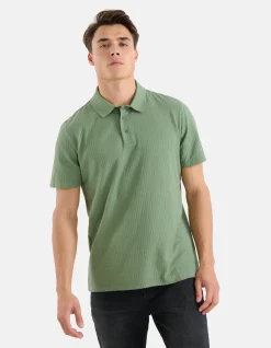 Shoeby Structuur Polo Groen<Heren T-Shirts En Polo's