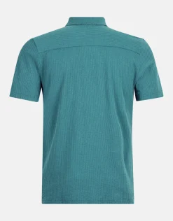 Shoeby Structuur Polo Turquoise<Heren T-Shirts En Polo's
