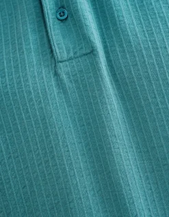 Shoeby Structuur Polo Turquoise<Heren T-Shirts En Polo's