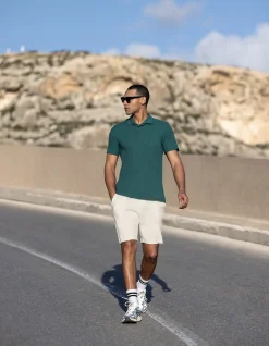 Shoeby Structuur Polo Turquoise<Heren T-Shirts En Polo's