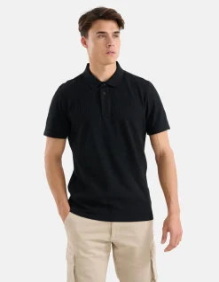 Shoeby Structuur Polo Zwart<Heren T-Shirts En Polo's