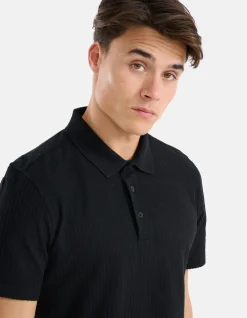 Shoeby Structuur Polo Zwart<Heren T-Shirts En Polo's