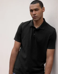 Shoeby Structuur Polo Zwart<Heren T-Shirts En Polo's