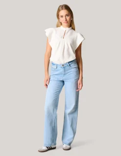 Shoeby Structuur Ruffle Top Wit<DAMES Tops