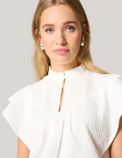 Shoeby Structuur Ruffle Top Wit<DAMES Tops