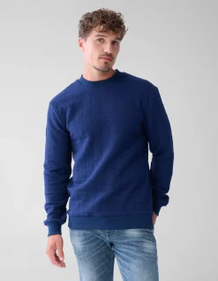 Shoeby Structuur Sweater Donkerblauw<Heren Truien En Sweaters