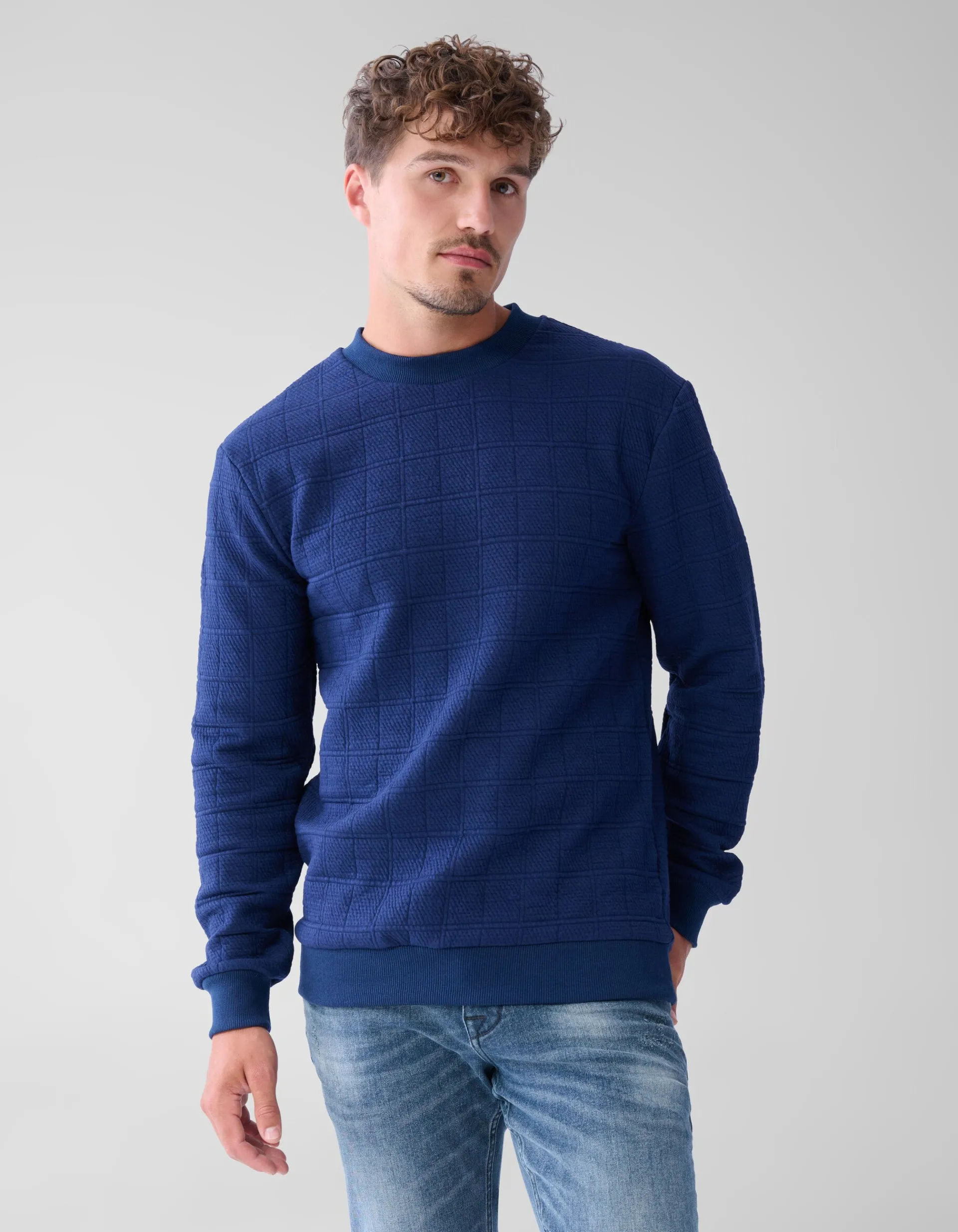 Shoeby Structuur Sweater Donkerblauw<Heren Truien En Sweaters