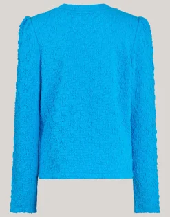 Shoeby Structuur Top Blauw< Tops Lange Mouw