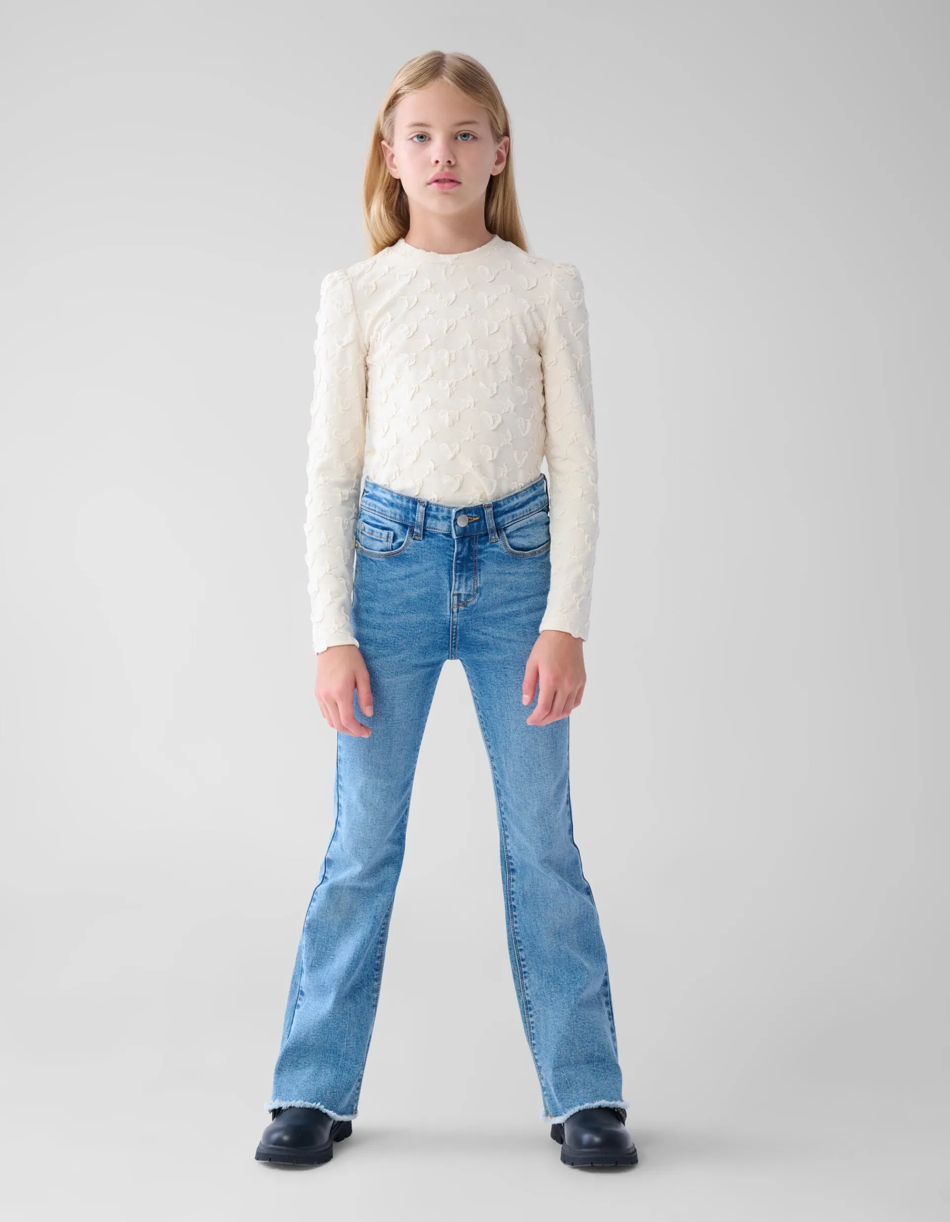 Shoeby Structuur Top Gebroken Wit< Tops Lange Mouw