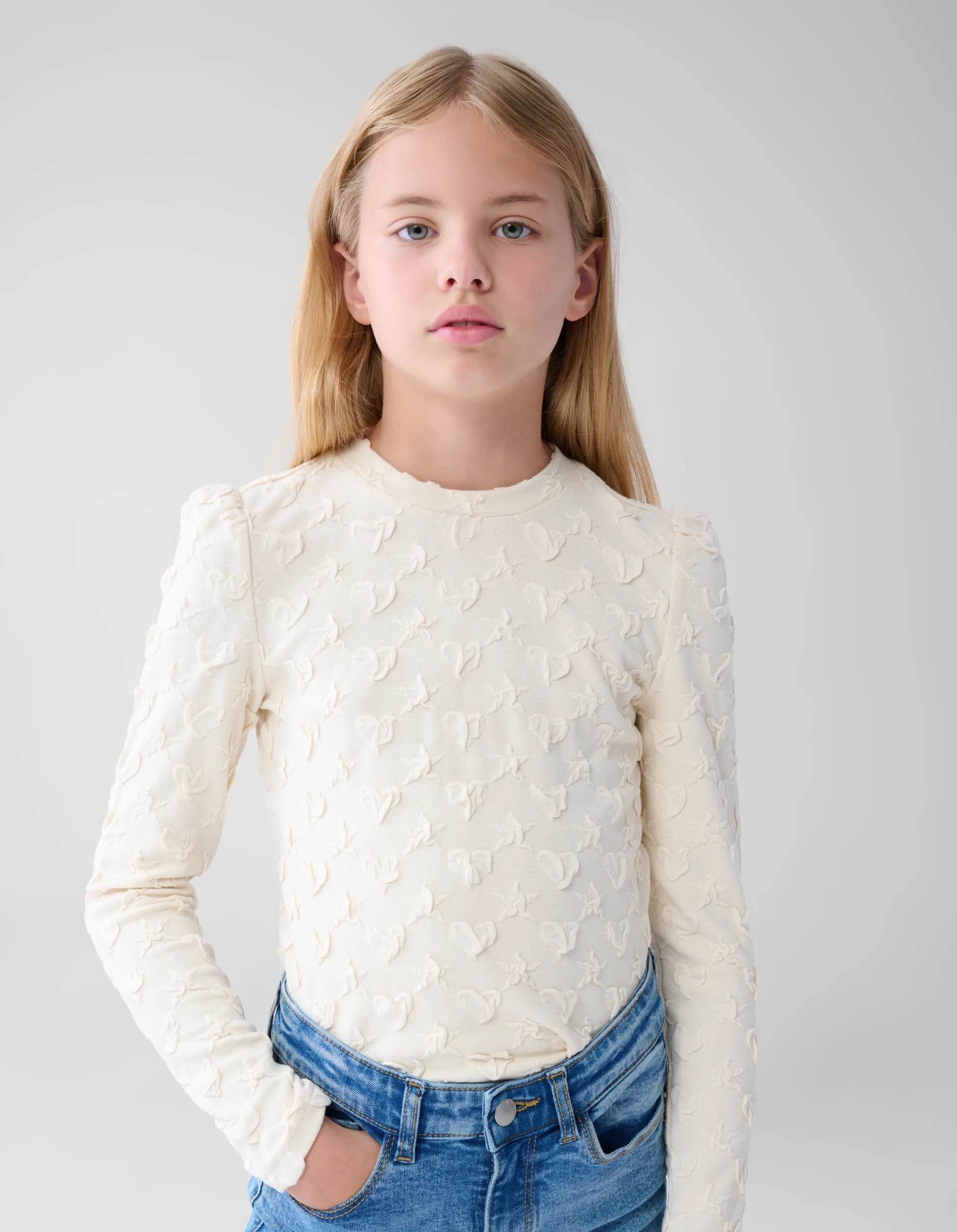 Shoeby Structuur Top Gebroken Wit< Tops Lange Mouw