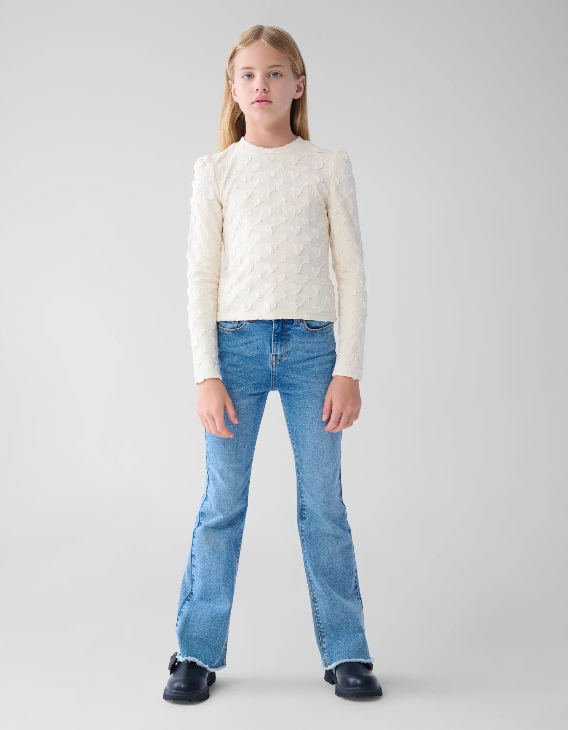 Shoeby Structuur Top Gebroken Wit< Tops Lange Mouw