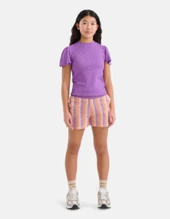 Shoeby Structuur Top Paars< Tops Korte Mouw