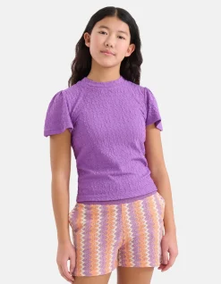Shoeby Structuur Top Paars< Tops Korte Mouw