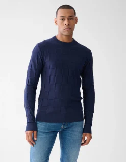 Shoeby Structuur Trui Donkerblauw<Heren Truien En Sweaters