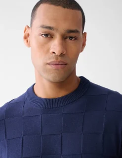 Shoeby Structuur Trui Donkerblauw<Heren Truien En Sweaters