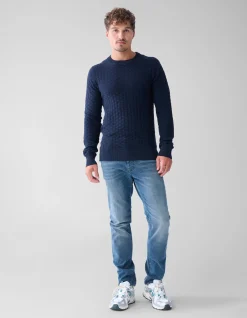 Shoeby Structuur Trui Donkerblauw<Heren Truien En Sweaters