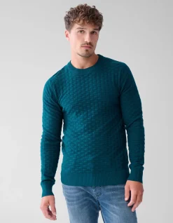 Shoeby Structuur Trui Donkergroen<Heren Truien En Sweaters