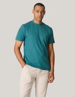 Shoeby Structuur T-shirt Donker Turquoise<Heren T-Shirts En Polo's