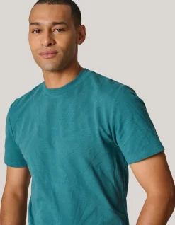 Shoeby Structuur T-shirt Donker Turquoise<Heren T-Shirts En Polo's