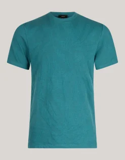 Shoeby Structuur T-shirt Donker Turquoise<Heren T-Shirts En Polo's