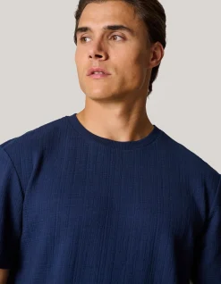 Shoeby Structuur T-shirt Donkerblauw<Heren T-Shirts En Polo's