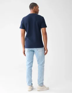Shoeby Structuur T-shirt Donkerblauw<Heren T-Shirts En Polo's