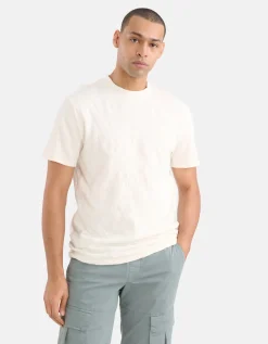 Shoeby Structuur T-shirt Gebroken Wit<Heren T-Shirts En Polo's