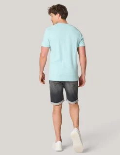 Shoeby Structuur T-shirt Lichtblauw<Heren T-Shirts En Polo's