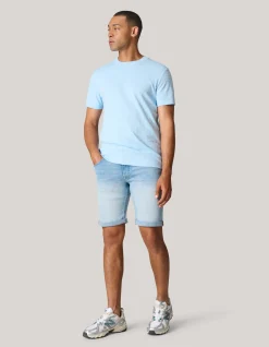 Shoeby Structuur T-shirt Lichtblauw<Heren T-Shirts En Polo's
