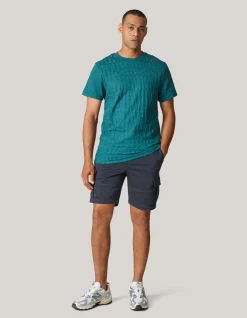 Shoeby Structuur T-shirt Turquoise<Heren T-Shirts En Polo's