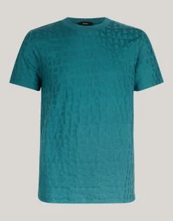 Shoeby Structuur T-shirt Turquoise<Heren T-Shirts En Polo's