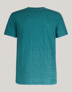 Shoeby Structuur T-shirt Turquoise<Heren T-Shirts En Polo's