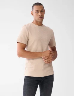 Shoeby Structuur T-shirt Zand<Heren T-Shirts En Polo's