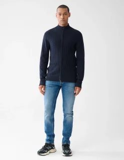 Shoeby Structuur Zip Vest Donkerblauw<Heren Truien En Sweaters